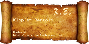 Klopfer Bertold névjegykártya